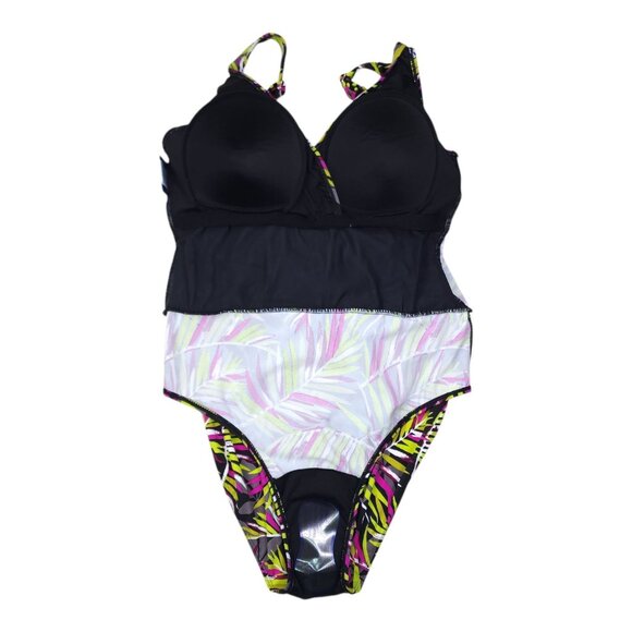 D&Co Beach Tropical Print Swim Dress Slimming With Built-In Bra Size 14 - Picture 7 of 16